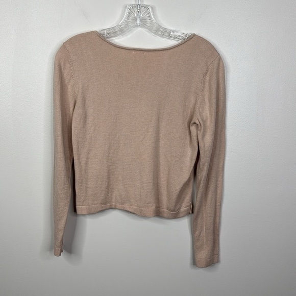 Garage Tan Lace Up Long Sleeve Lightweight Pullover Sweater Size Medium - Picture 7 of 7